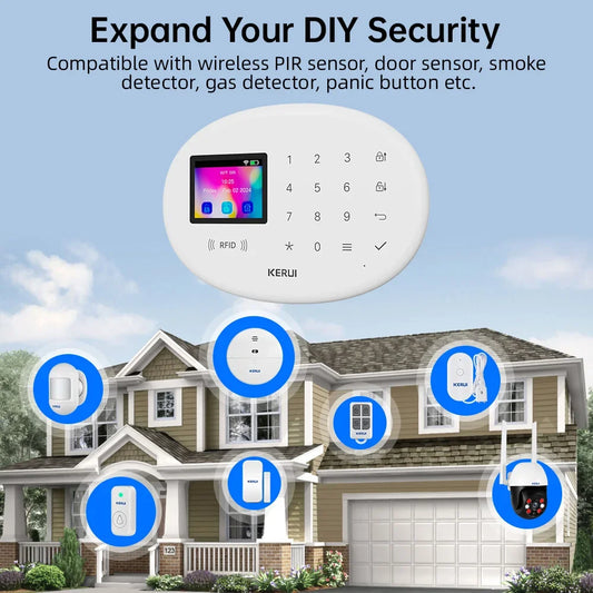 KERUI W202 Smart Home Alarmanlage – Drahtloses WiFi/GSM Alarmsystem mit Türsensor, Bewegungssensor, 80dB Sirene, Tuya kompatibel & Alexa Unterstützung