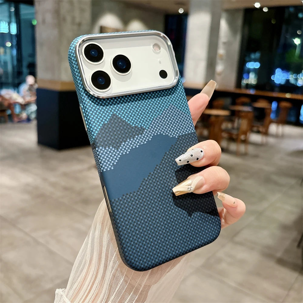 Luxuriöse Kelvar-Telefonhülle aus Kohlefaser für iPhone 17 Air 17 Pro Max, magnetisches kabelloses Laden, ultradünn, harte, bunte Abdeckung