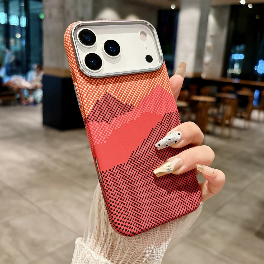 Luxuriöse Kelvar-Telefonhülle aus Kohlefaser für iPhone 17 Air 17 Pro Max, magnetisches kabelloses Laden, ultradünn, harte, bunte Abdeckung