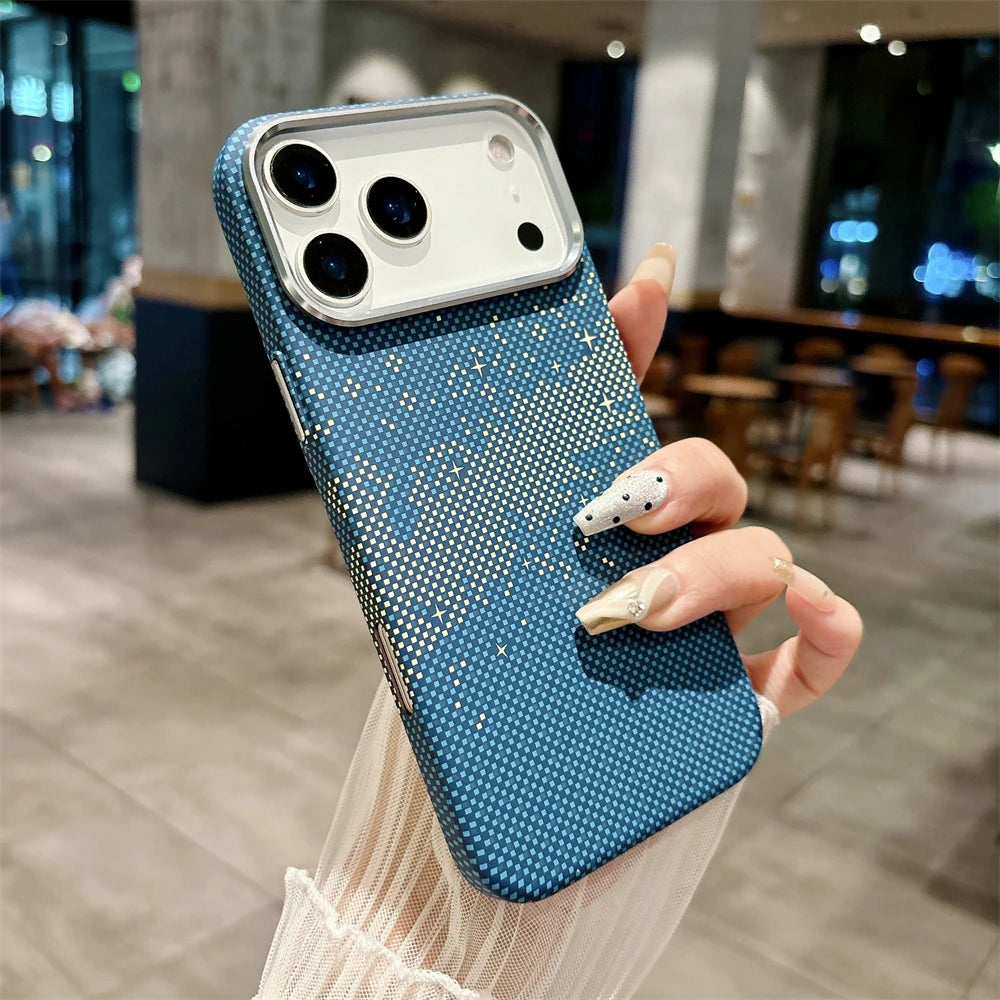 Luxuriöse Kelvar-Telefonhülle aus Kohlefaser für iPhone 17 Air 17 Pro Max, magnetisches kabelloses Laden, ultradünn, harte, bunte Abdeckung