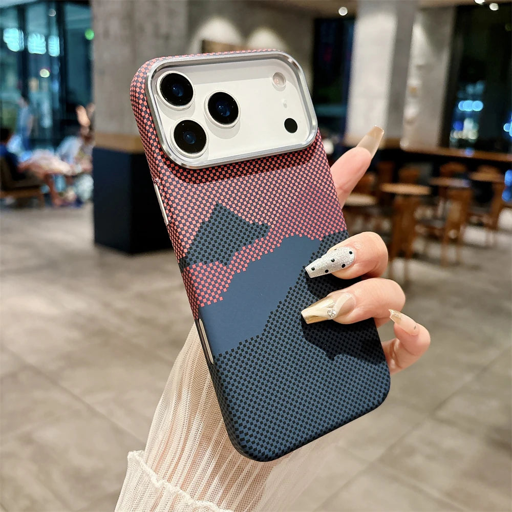 Luxuriöse Kelvar-Telefonhülle aus Kohlefaser für iPhone 17 Air 17 Pro Max, magnetisches kabelloses Laden, ultradünn, harte, bunte Abdeckung