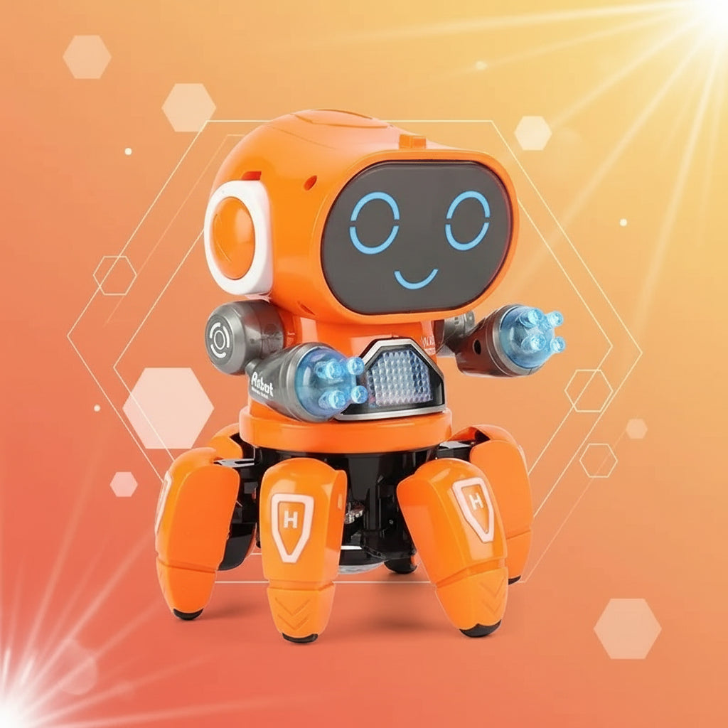 Tanzender Kinderroboter mit Musik, LED-Beleuchtung, 6 Krallen, Oktopus-Roboter, Geburtstagsgeschenk, Spielzeug für Kinder, frühkindliche Bildung, Babyspielzeug für Jungen und Mädchen