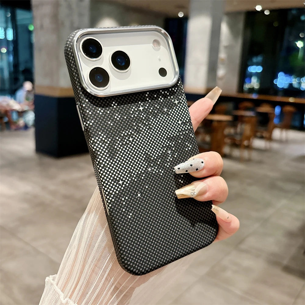 Luxuriöse Kelvar-Telefonhülle aus Kohlefaser für iPhone 17 Air 17 Pro Max, magnetisches kabelloses Laden, ultradünn, harte, bunte Abdeckung