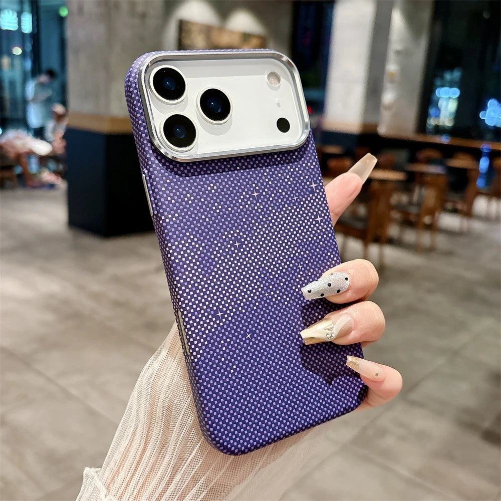 Luxuriöse Kelvar-Telefonhülle aus Kohlefaser für iPhone 17 Air 17 Pro Max, magnetisches kabelloses Laden, ultradünn, harte, bunte Abdeckung