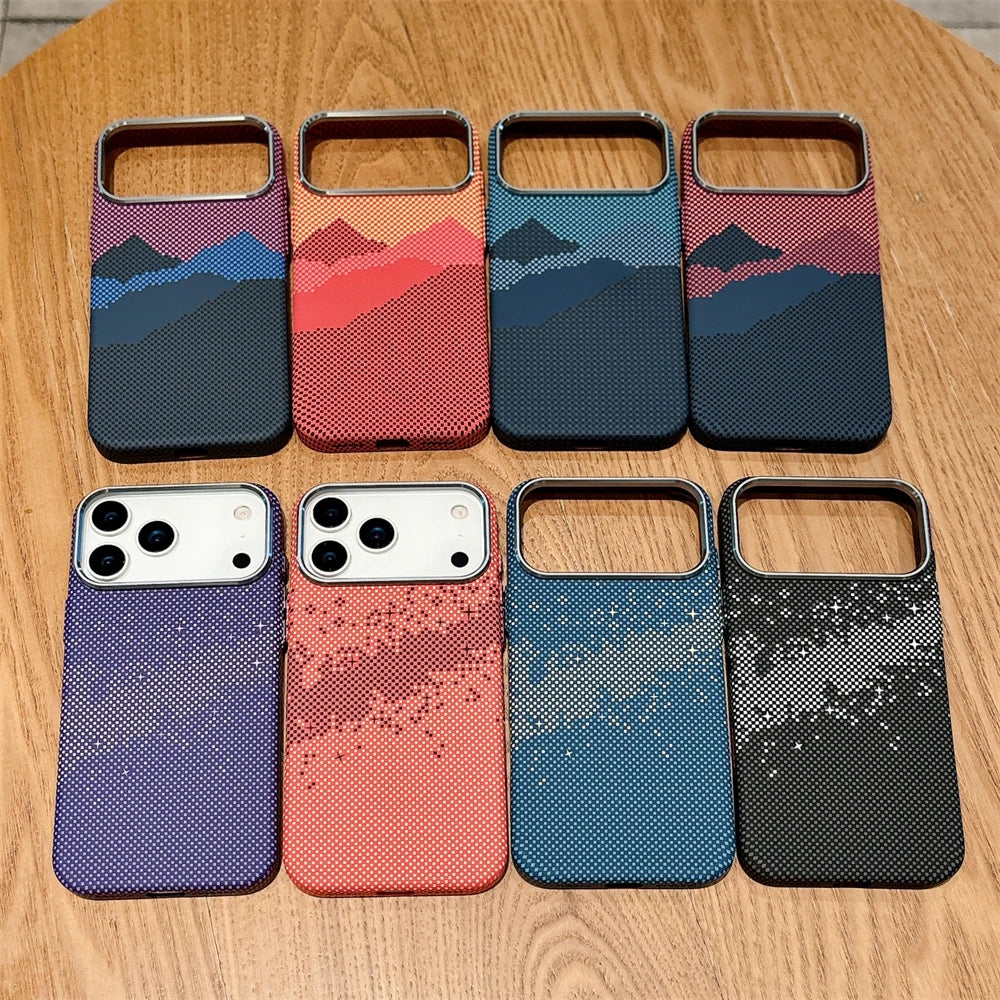 Luxuriöse Kelvar-Telefonhülle aus Kohlefaser für iPhone 17 Air 17 Pro Max, magnetisches kabelloses Laden, ultradünn, harte, bunte Abdeckung