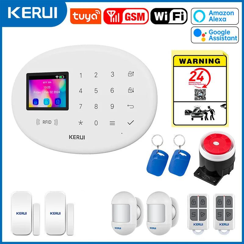KERUI W202 Smart Home Alarmanlage – Drahtloses WiFi/GSM Alarmsystem mit Türsensor, Bewegungssensor, 80dB Sirene, Tuya kompatibel & Alexa Unterstützung