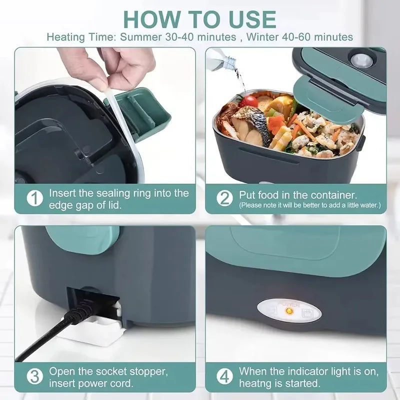 2-in-1 Elektrische Lunchbox: Schnelles Aufwärmen für Auto & Zuhause (1,5L)