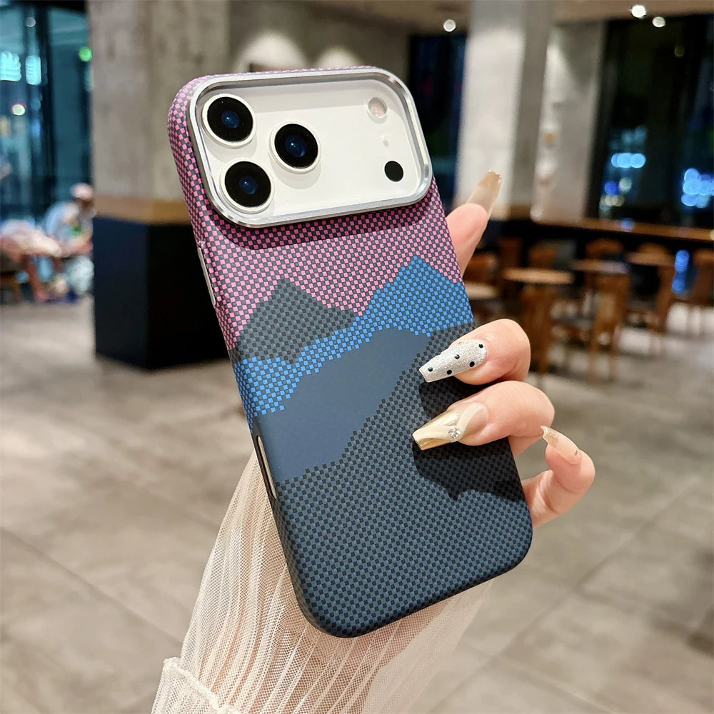 Luxuriöse Kelvar-Telefonhülle aus Kohlefaser für iPhone 17 Air 17 Pro Max, magnetisches kabelloses Laden, ultradünn, harte, bunte Abdeckung