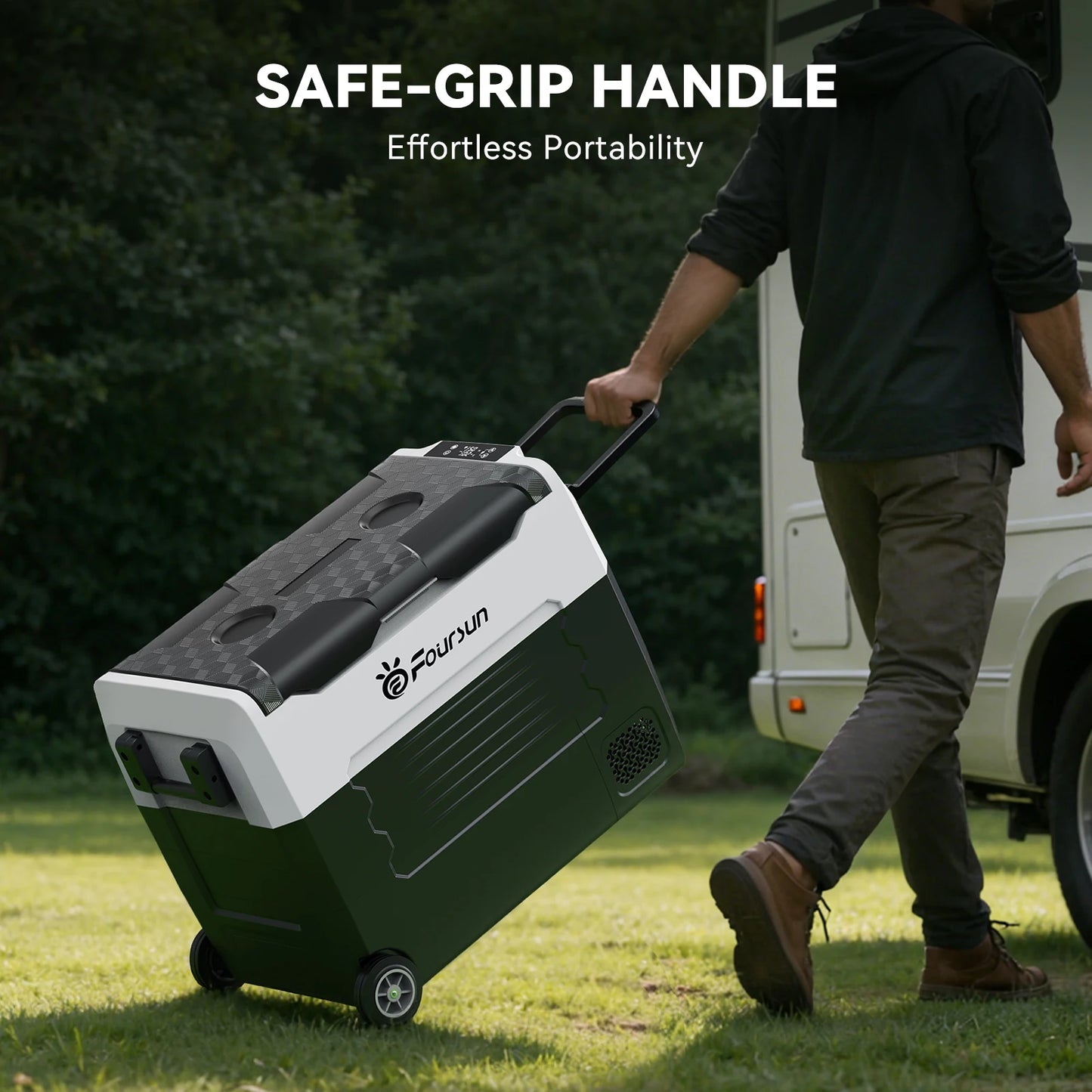 Foursun Kompressor-Kühlbox mit App | Starke Kühlung für Auto & Camping