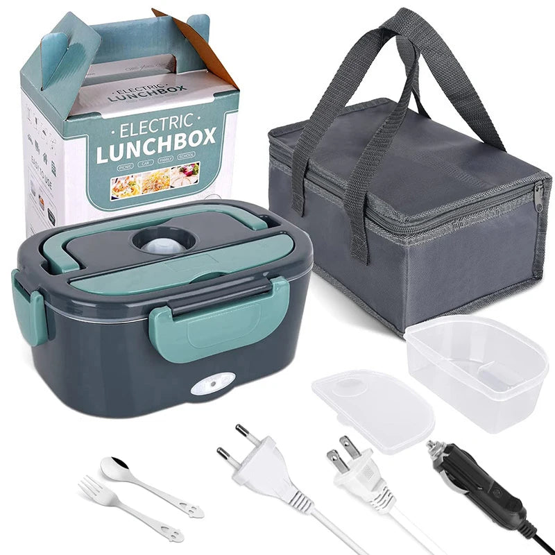2-in-1 Elektrische Lunchbox – Auslaufsicherer Lebensmittelwärmer, Tragbar, 1.5/2/2.5 L, Edelstahlbehälter & Schnellheizsystem