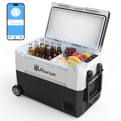 Foursun Kompressor-Kühlbox mit App | Starke Kühlung für Auto & Camping