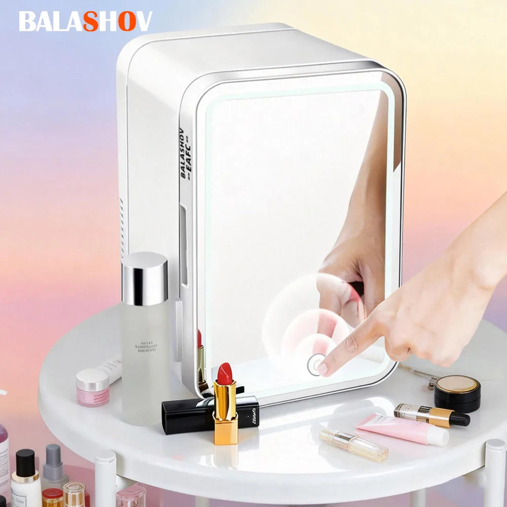 Mini-Kühlschrank mit LED-Spiegel | 4L Beauty-Fridge für Kosmetik & Auto