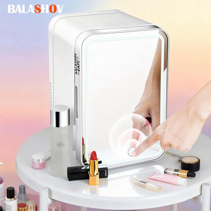 Mini-Kühlschrank mit LED-Spiegel | 4L Beauty-Fridge für Kosmetik & Auto