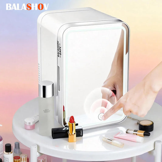 Mini-Kühlschrank mit LED-Spiegel | 4L Beauty-Fridge für Kosmetik & Auto