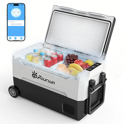 Foursun Kompressor-Kühlbox mit App | Starke Kühlung für Auto & Camping