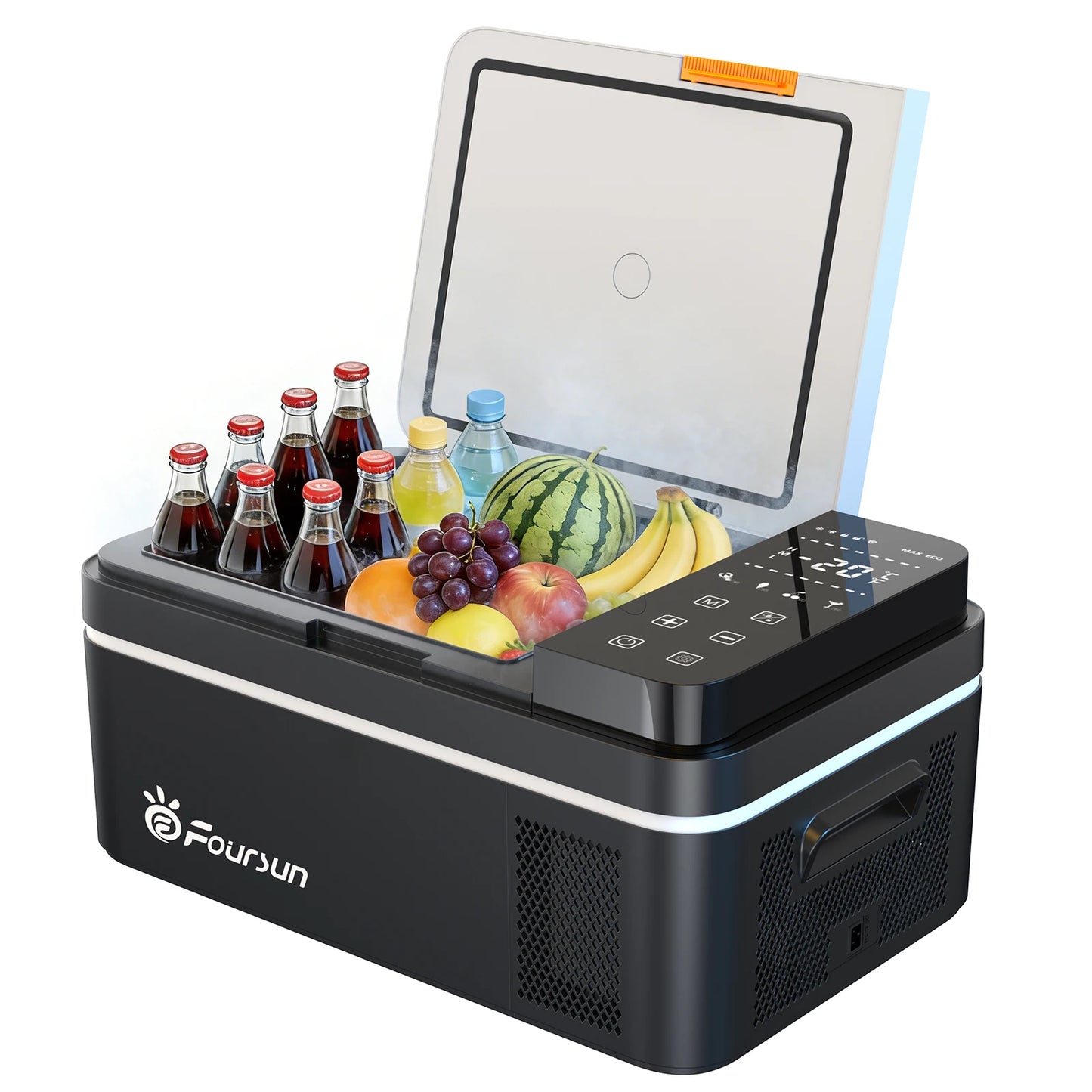 Foursun Kompressor-Kühlbox mit App | Starke Kühlung für Auto & Camping