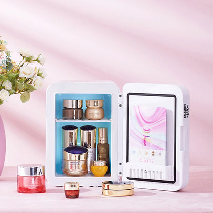 Mini-Kühlschrank mit LED-Spiegel | 4L Beauty-Fridge für Kosmetik & Auto