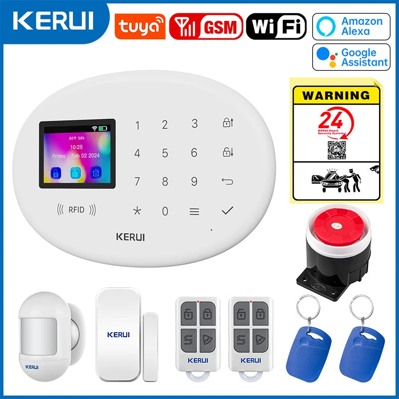 KERUI W202 Smart Home Alarmanlage – Drahtloses WiFi/GSM Alarmsystem mit Türsensor, Bewegungssensor, 80dB Sirene, Tuya kompatibel & Alexa Unterstützung