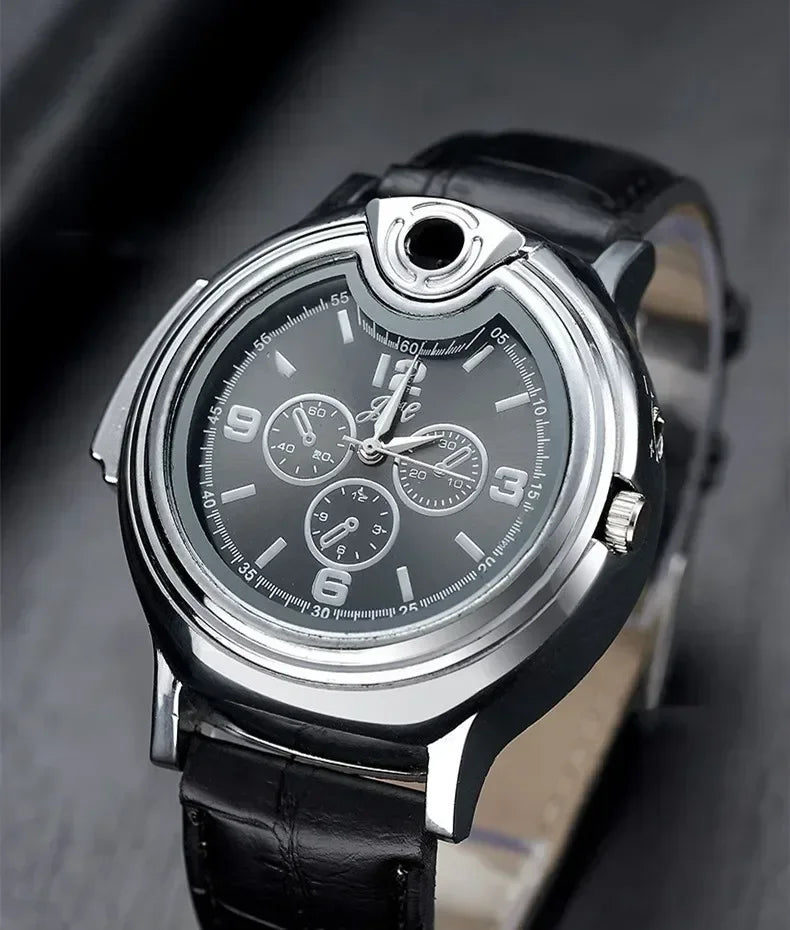Outdoor Herren Uhr mit Windfestem Gasfeuerzeug