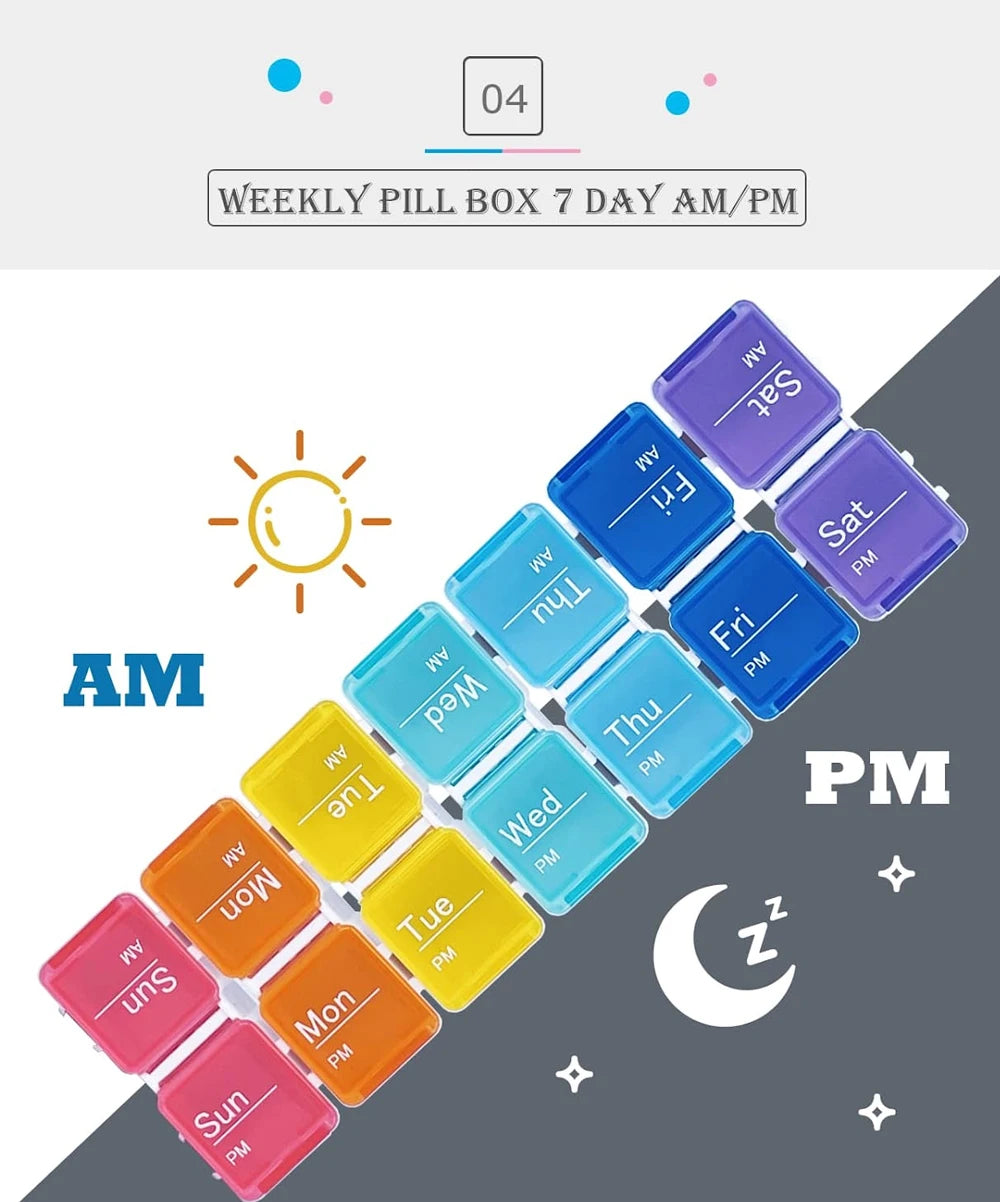 7 / 14-Tage Pillenbox mit Alarm – Elektrischer Medikamenten Organizer AM/PM