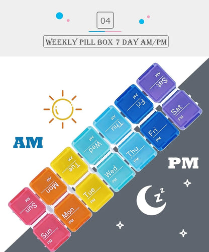7 / 14-Tage Pillenbox mit Alarm – Elektrischer Medikamenten Organizer AM/PM