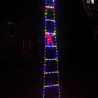 Kletternder Weihnachtsmann auf Leiter (3m) - Outdoor Deko