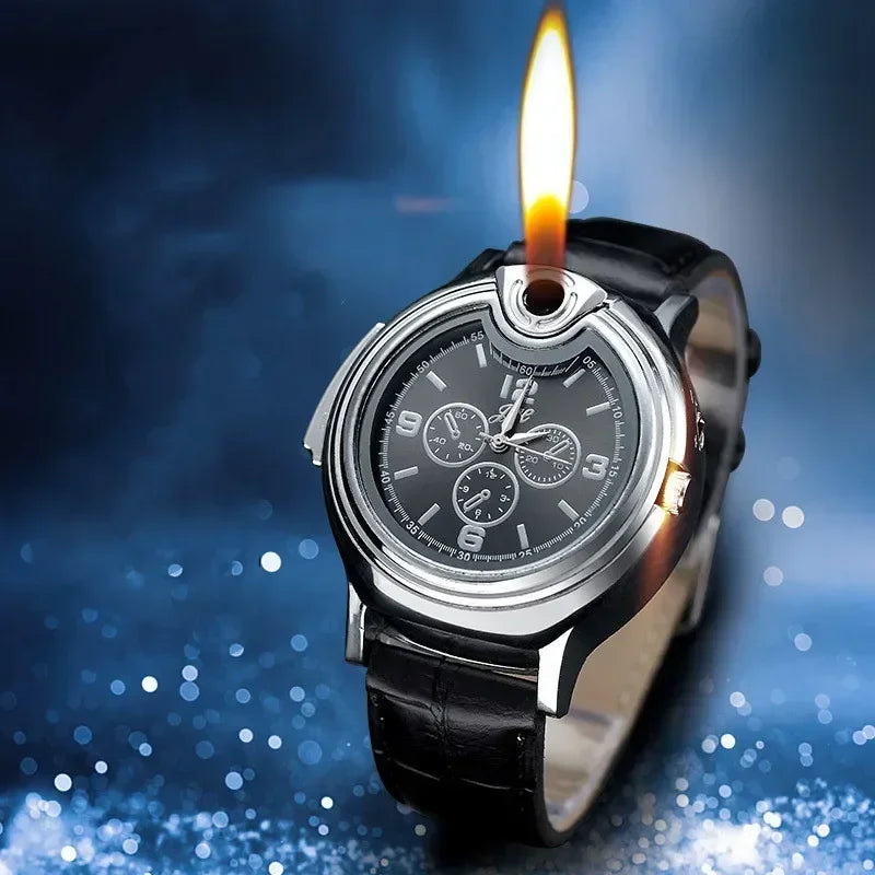 Outdoor Herren Uhr mit Windfestem Gasfeuerzeug