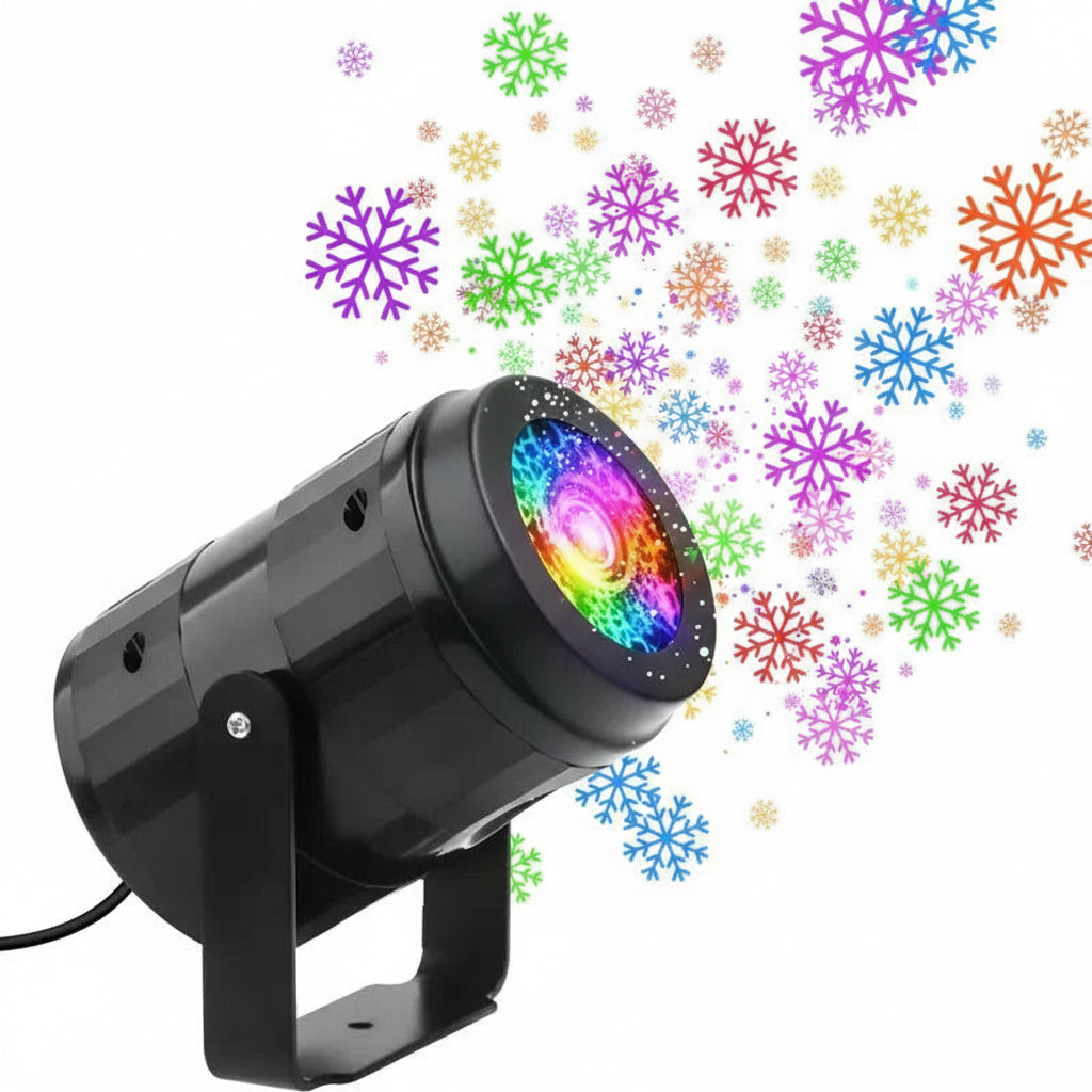 Schneeflocken-Projektorlicht – USB Drehendes Weihnachtslicht für Innen & Außen | Festliche Beleuchtung für Weihnachten & Partys