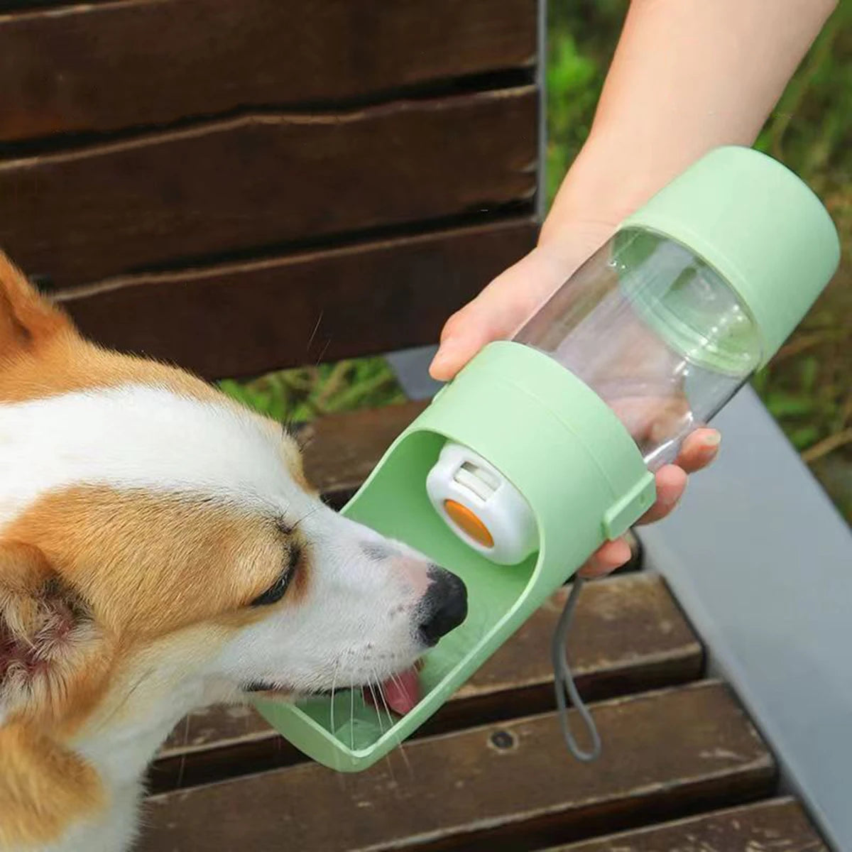 Tragbare Hunde- & Katzen Trinkflasche mit Futterbehälter – Reise Napf für Haustiere