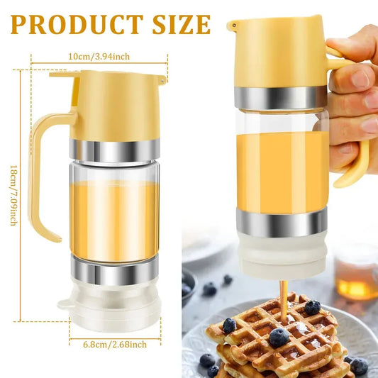 Glas Honigspender 300ml – Tropffreier Sirup- & Honig Dispenser mit Griff