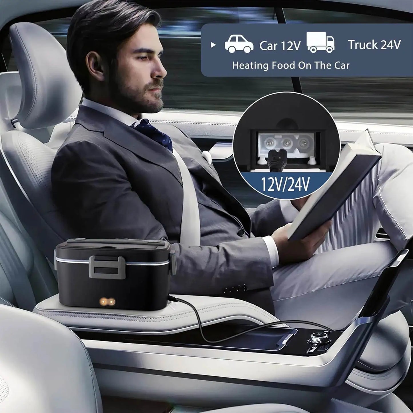 2-in-1 Elektrische Lunchbox – Auslaufsicherer Lebensmittelwärmer, Tragbar, 1.5/2/2.5 L, Edelstahlbehälter & Schnellheizsystem
