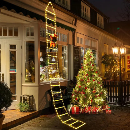 Kletternder Weihnachtsmann auf Leiter (3m) - Outdoor Deko