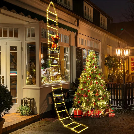 Kletternder Weihnachtsmann auf Leiter (3m) - Outdoor Deko