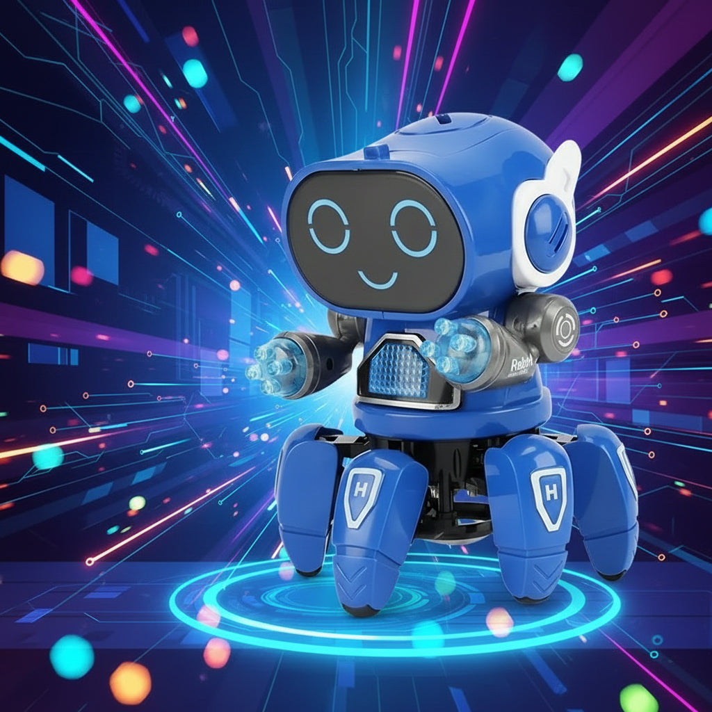 Tanzender Kinderroboter mit Musik, LED-Beleuchtung, 6 Krallen, Oktopus-Roboter, Geburtstagsgeschenk, Spielzeug für Kinder, frühkindliche Bildung, Babyspielzeug für Jungen und Mädchen