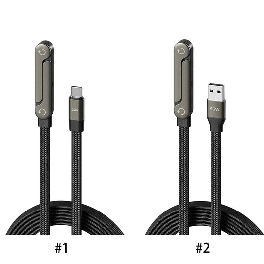 240W Schnellladekabel mit Faltbarem Handyhalter – 360° Drehbarer USB-C Ständer