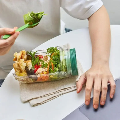 Salat Jar mit Seitlicher Öffnung – Auslaufsichere To-Go Salatbox Transparent