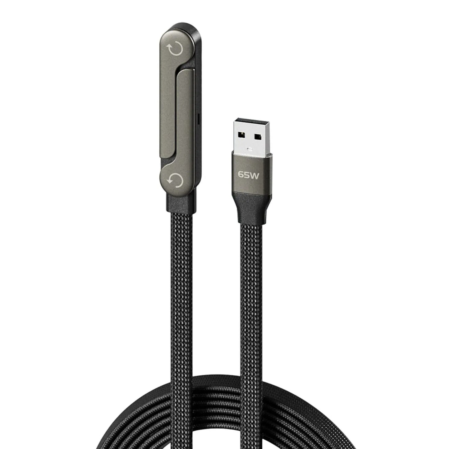 240W Schnellladekabel mit Faltbarem Handyhalter – 360° Drehbarer USB-C Ständer