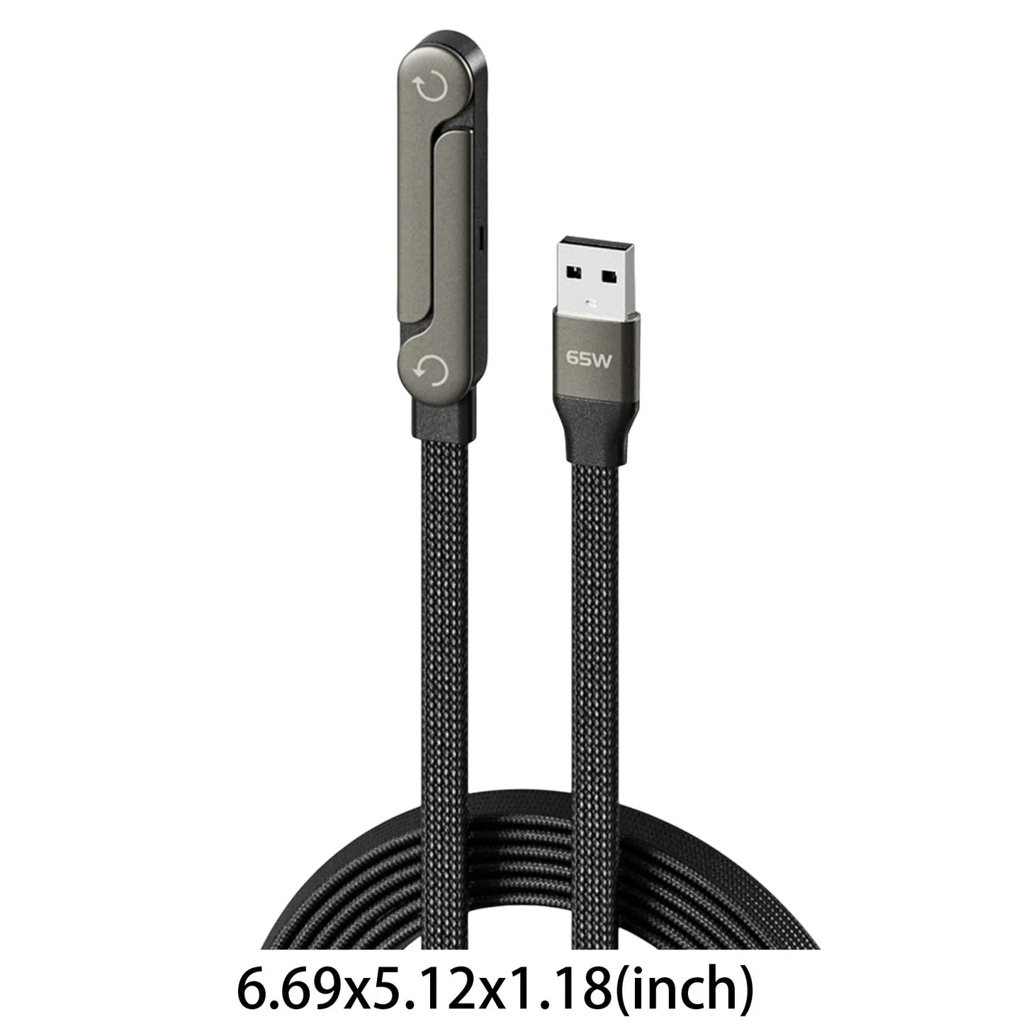 240W Schnellladekabel mit Faltbarem Handyhalter – 360° Drehbarer USB-C Ständer