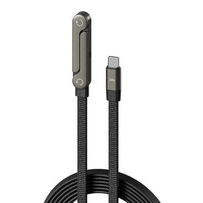 240W Schnellladekabel mit Faltbarem Handyhalter – 360° Drehbarer USB-C Ständer