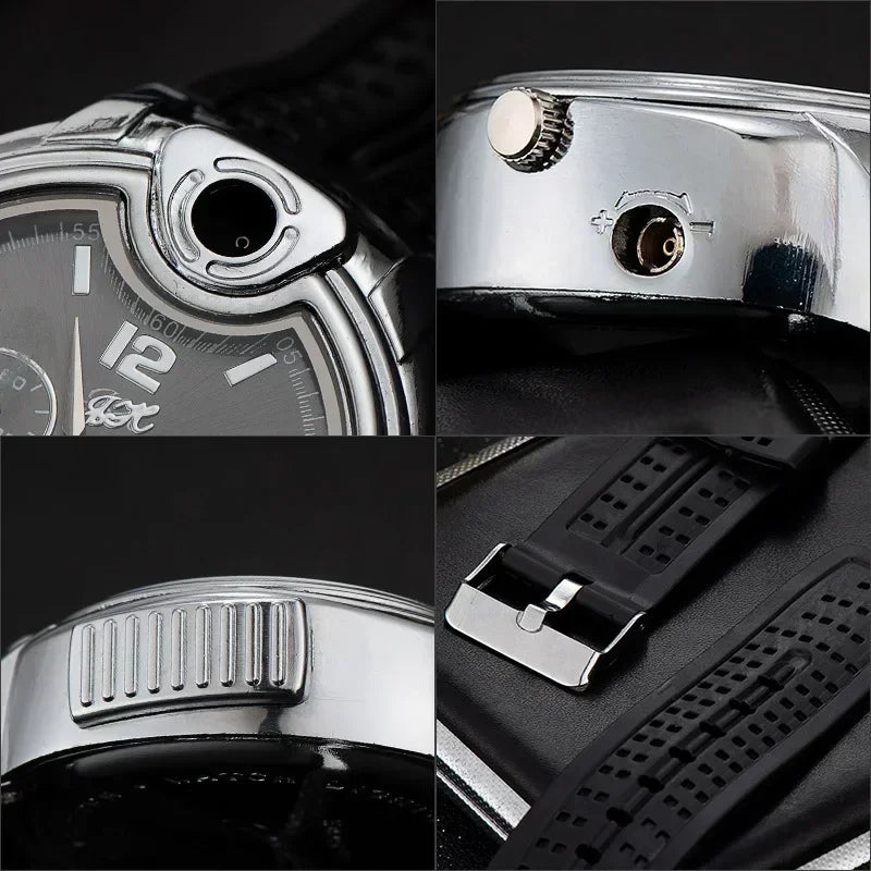 Outdoor Herren Uhr mit Windfestem Gasfeuerzeug