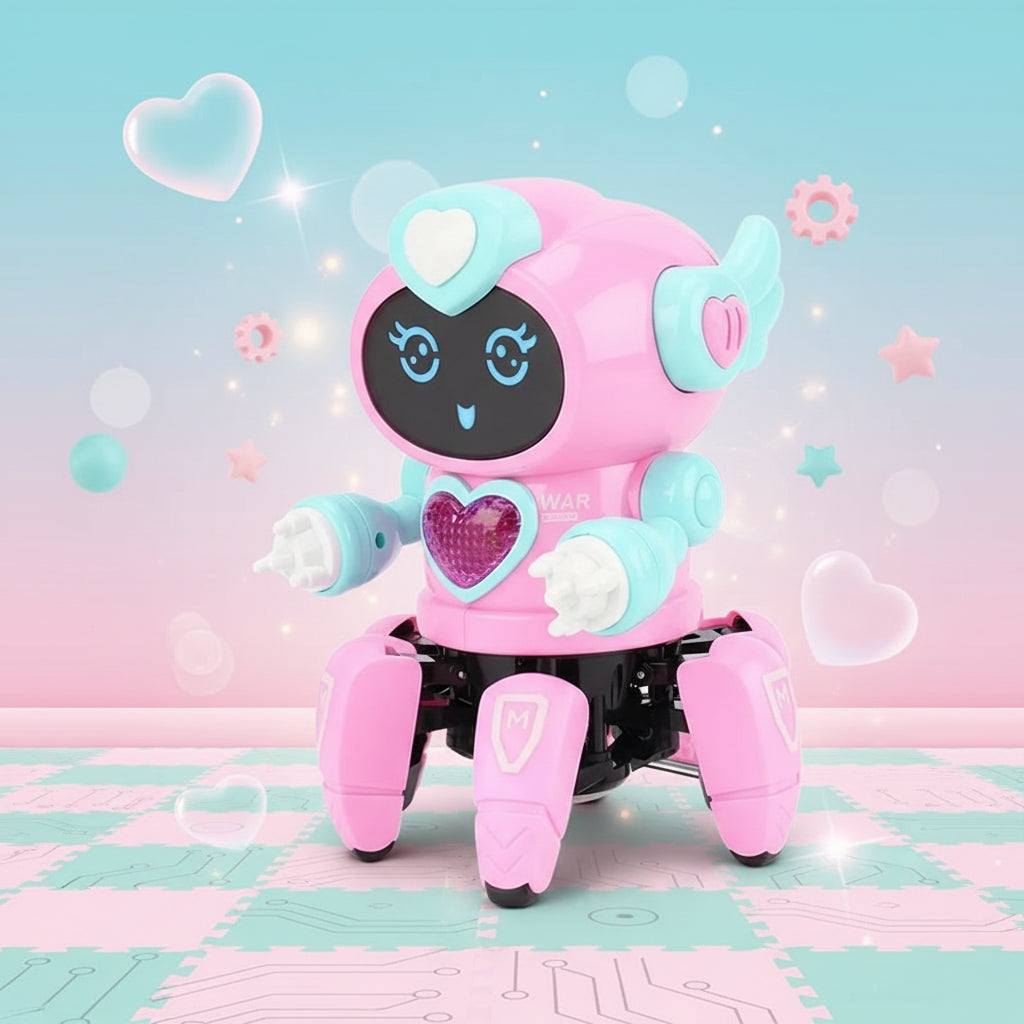 Tanzender Kinderroboter mit Musik, LED-Beleuchtung, 6 Krallen, Oktopus-Roboter, Geburtstagsgeschenk, Spielzeug für Kinder, frühkindliche Bildung, Babyspielzeug für Jungen und Mädchen