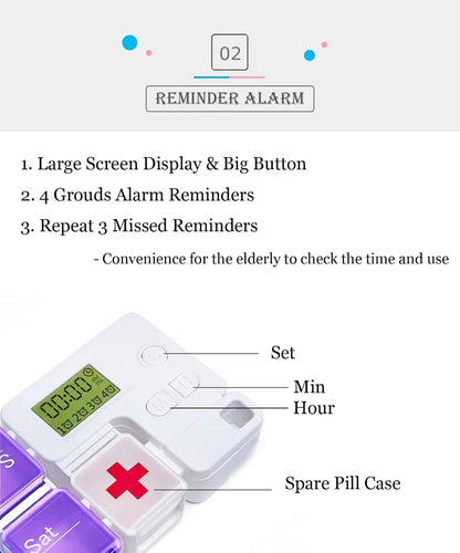 7 / 14-Tage Pillenbox mit Alarm – Elektrischer Medikamenten Organizer AM/PM