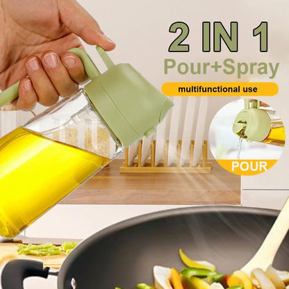 2-in-1 Öl Sprühflasche 500ml – Olivenöl Sprayer & Ausgießer für Küche