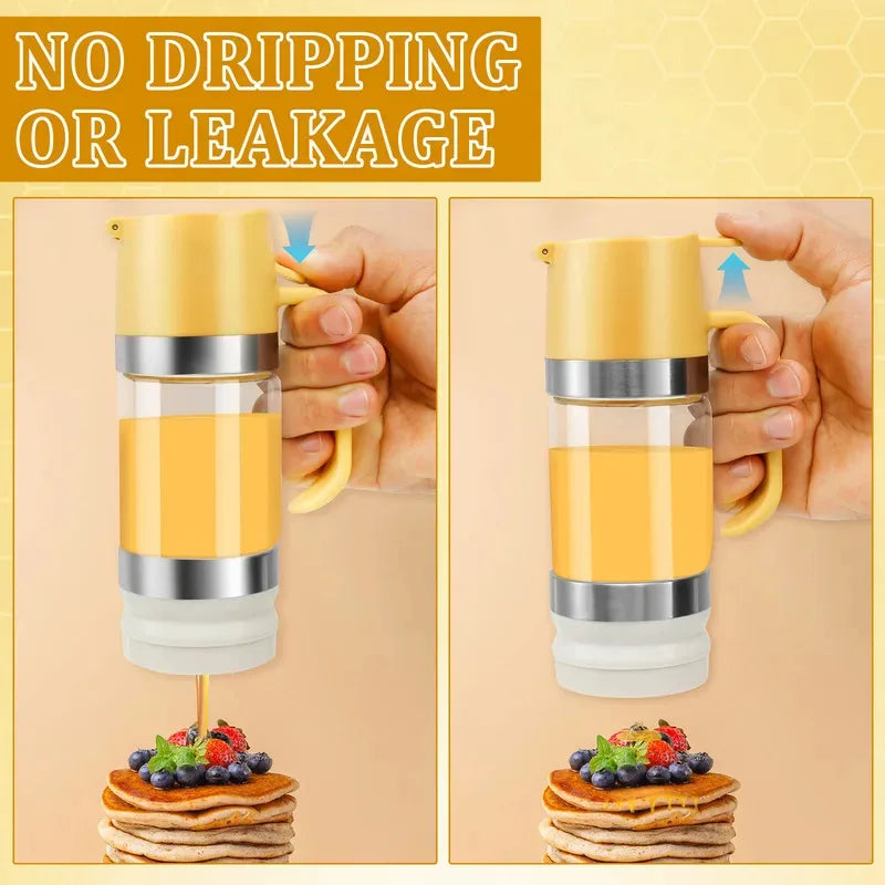 Glas Honigspender 300ml – Tropffreier Sirup- & Honig Dispenser mit Griff