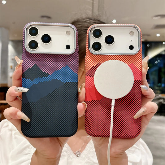 Luxuriöse Kelvar-Telefonhülle aus Kohlefaser für iPhone 17 Air 17 Pro Max, magnetisches kabelloses Laden, ultradünn, harte, bunte Abdeckung