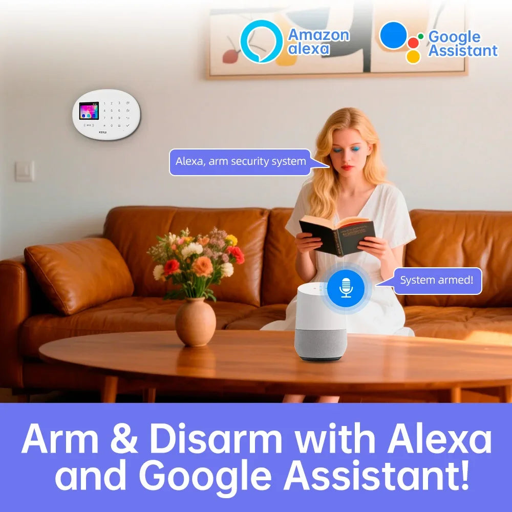 KERUI W202 Smart Home Alarmanlage – Drahtloses WiFi/GSM Alarmsystem mit Türsensor, Bewegungssensor, 80dB Sirene, Tuya kompatibel & Alexa Unterstützung
