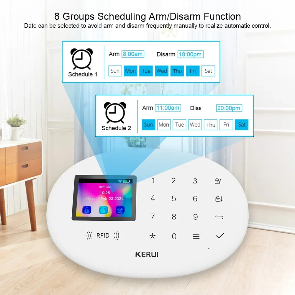 KERUI W202 Smart Home Alarmanlage – Drahtloses WiFi/GSM Alarmsystem mit Türsensor, Bewegungssensor, 80dB Sirene, Tuya kompatibel & Alexa Unterstützung