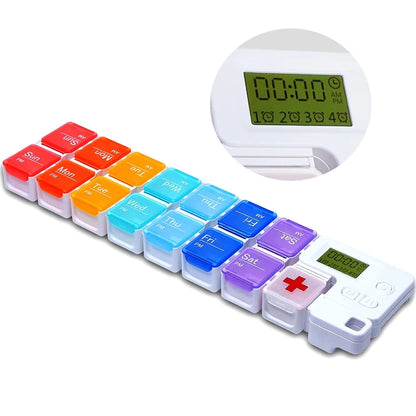 7 / 14-Tage Pillenbox mit Alarm – Elektrischer Medikamenten Organizer AM/PM