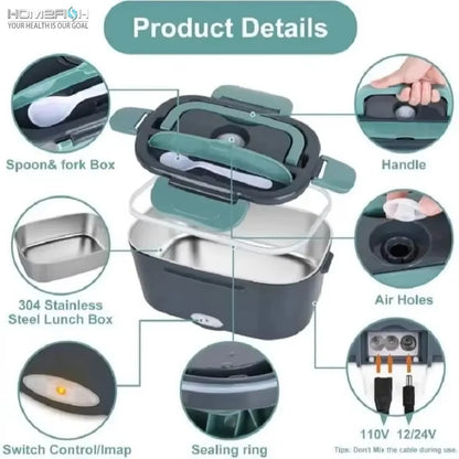 2-in-1 Elektrische Lunchbox: Schnelles Aufwärmen für Auto & Zuhause (1,5L)