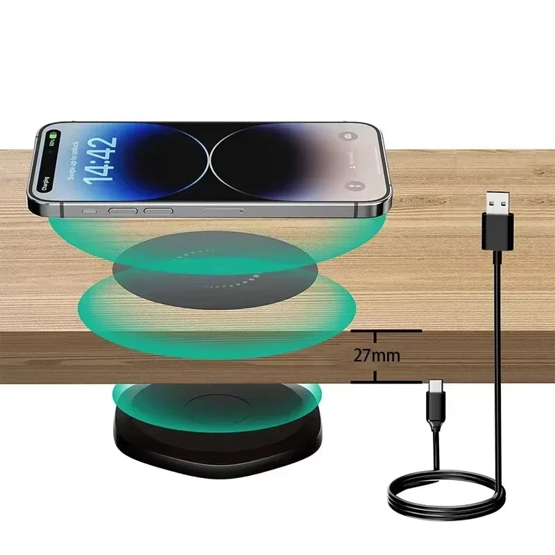 Verstecktes 15W Wireless Ladegerät – 27mm Einbau Tisch Ladestation